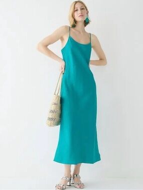 J. Crew Teal Slip Maxi Dress with Spaghetti Straps